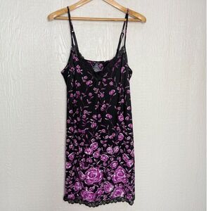 George Purple Floral Lace Trim Chemise Nightgown Sleep Dress Large